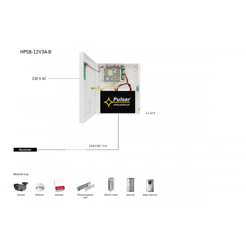 Τροφοδοτικό UPS 230 V->13.8V DC 3A Switch HPSBH-12V3A-B Pulsar