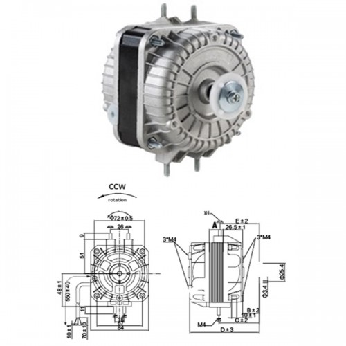 Ανεμιστήρας Ψυγείου μοτέρ 230V AC 18W Ø250mm RQA18-30 TIDAR