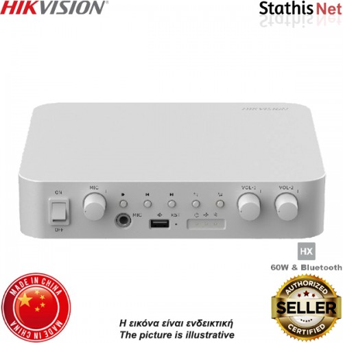 Μικροφωνικός ενισχυτής 60W 4V/8V/100V 1 x MIC/USB/Bluetooth DS-QAE0A60G1-VB Hikvision