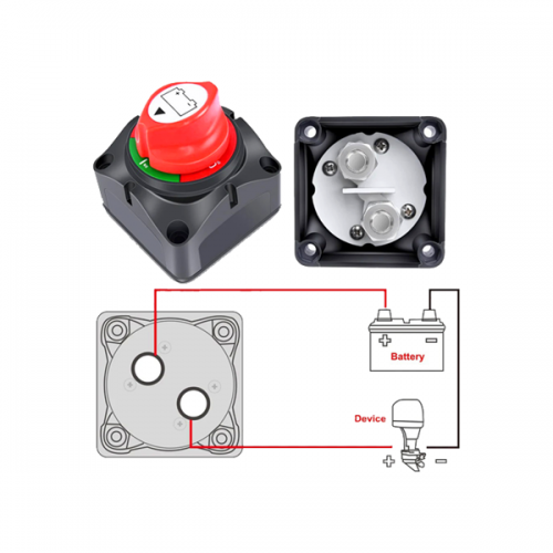 Διακόπτης μπαταριών on - off DC 12-48V 275A 2P κόκκινος Invictus