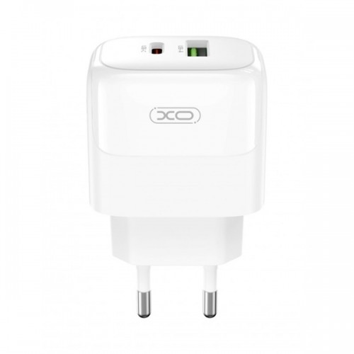 Τροφοδοτικό 230V in -> 1 x USB A + 1 x USB C Out 5V 5A PD20W + QC18W λευκό L137 XO